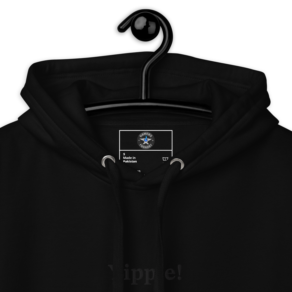 "Yippie!" Black Embroidered Hoodie – Soft, Sleek, and Stylish